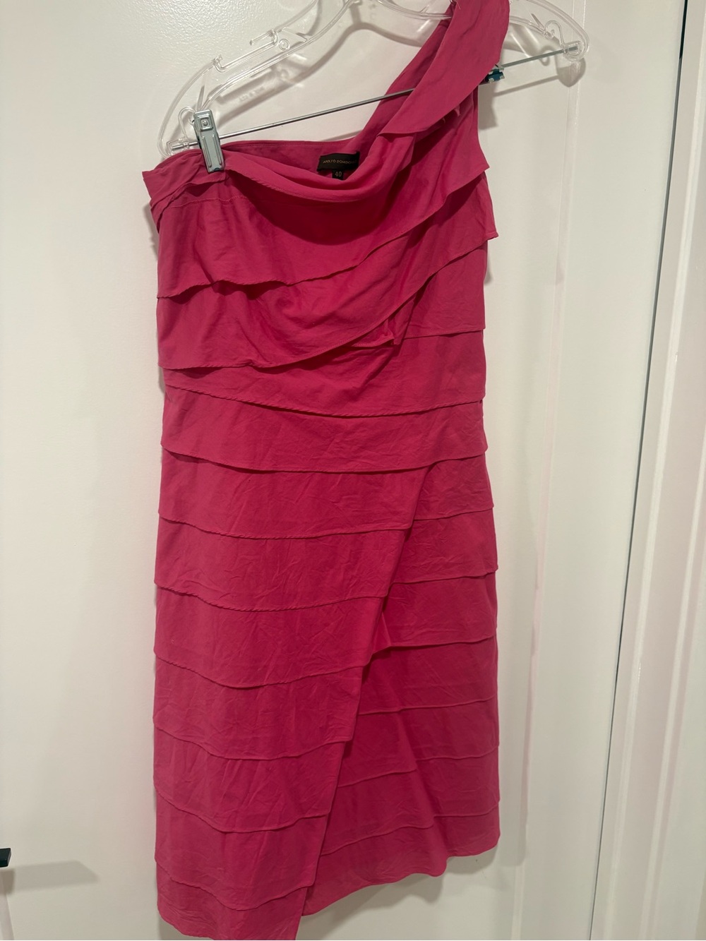Adolfo dominguez cotton One-Shoulder Tiered Pink Cocktail Dress